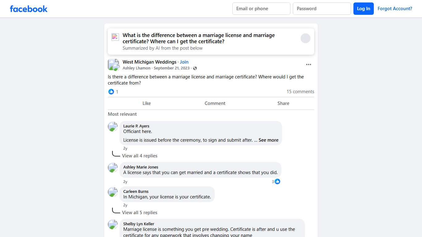 West Michigan Weddings | Is there a difference between a marriage license and marriage certificate | Facebook